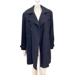 VTG GIACCA GALLERY Wool Blend Double Breasted Officer Coat in Charcoal SZ L